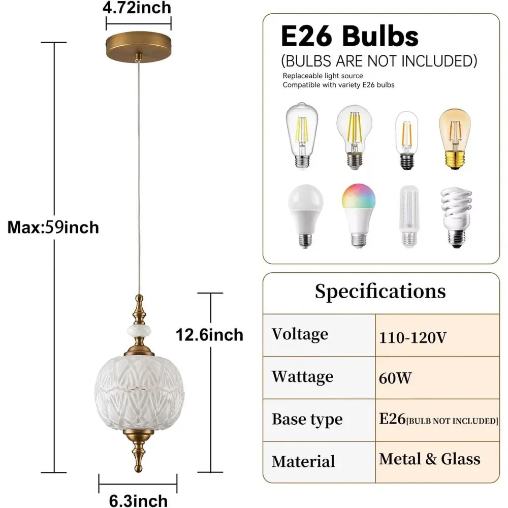 Modern White Glass Pendant Light (6.3